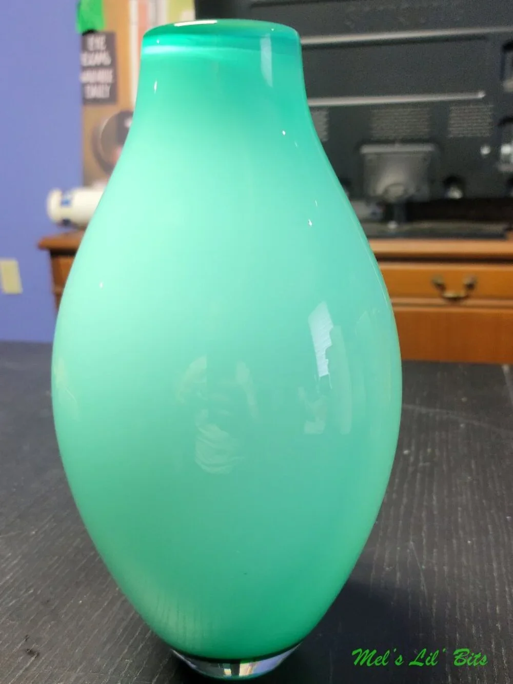 Crate & Barrel Splash Vase In Blue Green Salt Made in Poland